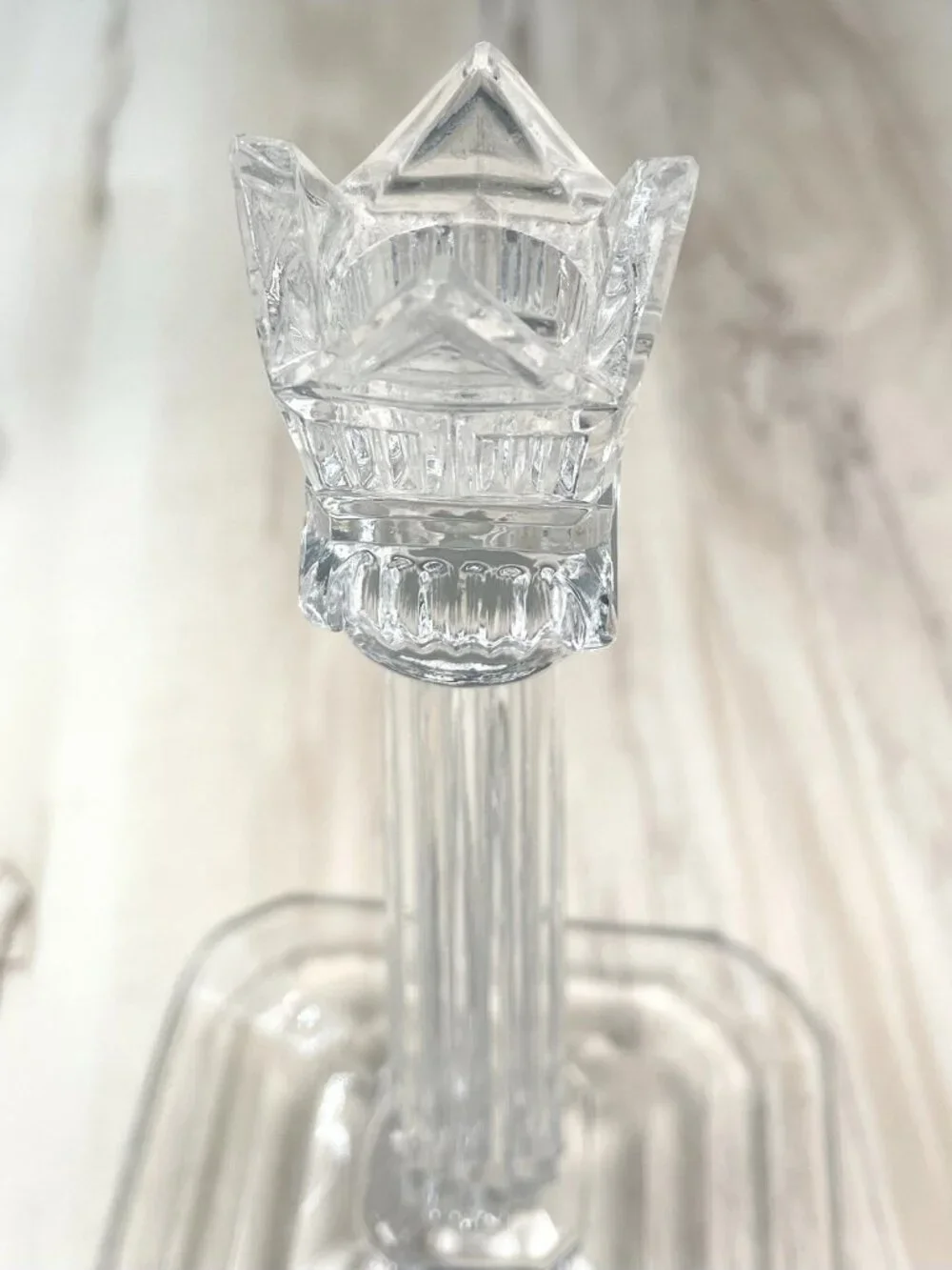 VTG Pair 2 POLONIA Clear Crystal Taper Candle CANDLESTICK HOLDERS Art Deco 8